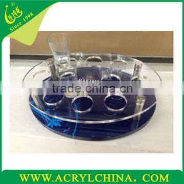 Customized Acrylic Wine Display Case , Wine Glass Tray With Logo