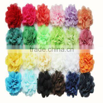 2014 pretty chiffon lace flower by piece for baby wholesale -chiffon shabby fabric flower