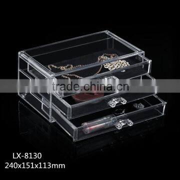 2016 newest Taizhou Fashional Exported PS wholesale makeup organizer 3 drawers transparent makeup boxes