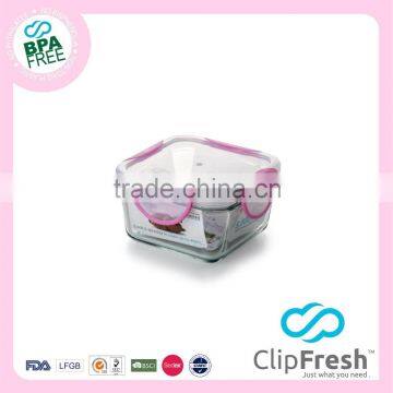 Clip Fresh High-Borosilicate Square Glass Food Container 500ML