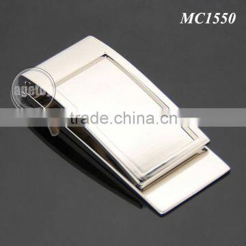 Promotional Metal Folding Square Shaped Blank Metal Spring Zinc Alloy Casting Money Clip