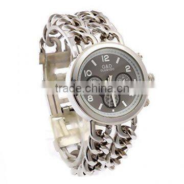 Women's Silver-Tone Stainless Steel Chain Link Bracelet Analog Ladies Watch