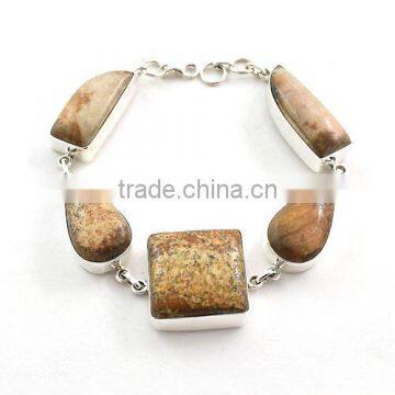 925 silver jewellery picture jasper bracelet semi precious gemstone jewellery Indian jewelry