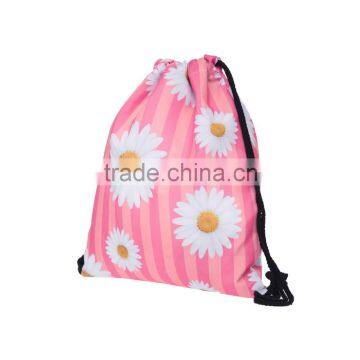 High Quality 3D Printed Daisy Pink Strips Large Drawstring Bag Backpack photo-2