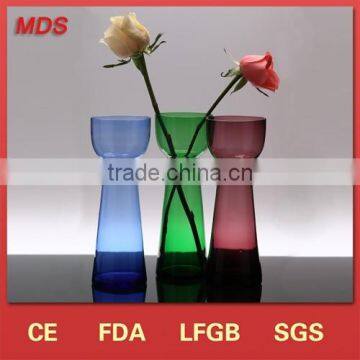 Home decoration colored custom made glass vases for flower arrangement