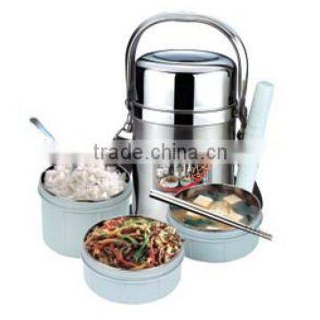 stainless steel 3 layers collapsible thermos lunch boxes with fork and chopstick                        
                                                Quality Choice