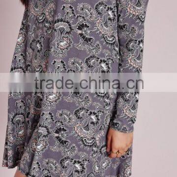 Factory Price Plus Size Floral Jersey Swing Dress photo-5