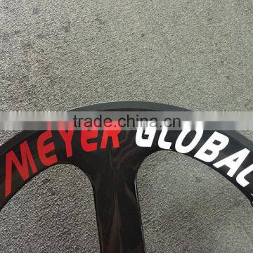 MeyerGlobal Reflective Logo 700C Full Carbon Fiber Tri Spoke Rim Rear Fixed Gear Wheels photo-2