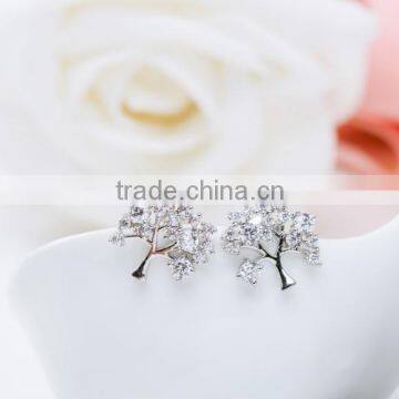 AAA Cubic Zirconia Tree Cut 18k Rose Gold Plated and White Gold Plated Cute Earrings for Girls Small Stud Earrings photo-2