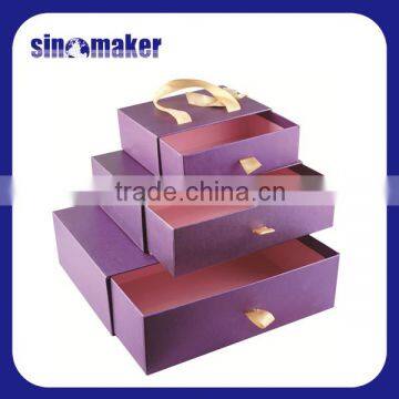 Purple Ribbon Handle Cardboard Drawer Gift Box                        
                                                Quality Choice