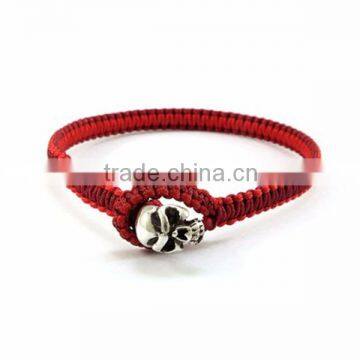 925 Sterling silver Handwork Jewelry Skull Red Line Bracelet