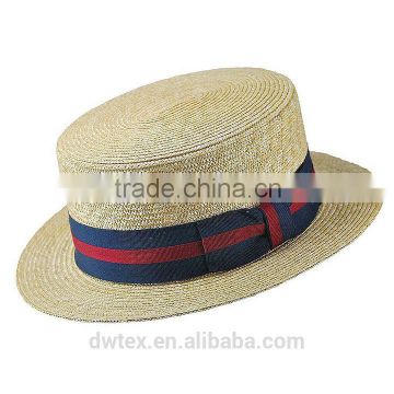 Fashion Design Stripedband 100%Paper Straw Boater Hat