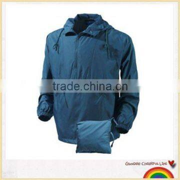 Outdoor waterproof foldable nylon rain jacket