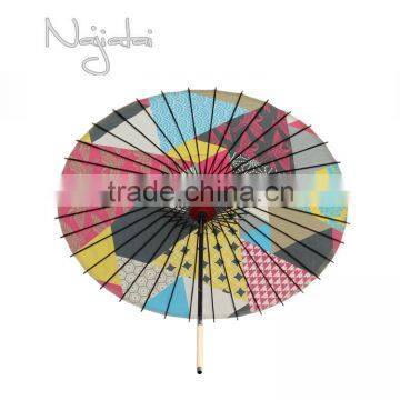 Unusual Shape Colorful Hand Painted Handmade Japanese Cloth Paper Umbrella photo-2