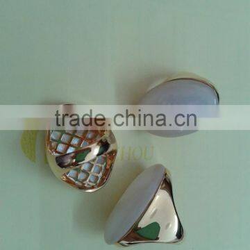 925 Sterling Silver Jewelry Wholesale 14K Gold Jewelry Plated Sterling Silver Ring Long Oval Cut MOP Gemstone Ring photo-3