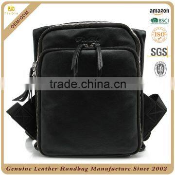 CSLRB214-001 Sports Style Black Leather Men Backpack Bags Handbag