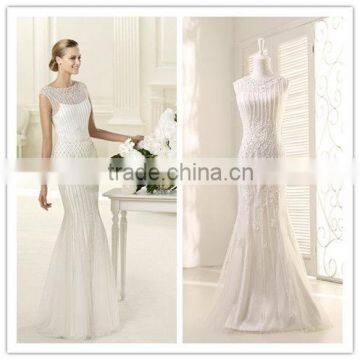 Lastest Fashion Luxury Fashionable Crystal Mermaid Mermaid Real Sample Cap Sleeve Alibaba Wedding Dresses Wedding Gown LTG-015