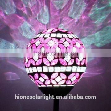 Solar Power Pink Mosaic Glass Ball Garden Light