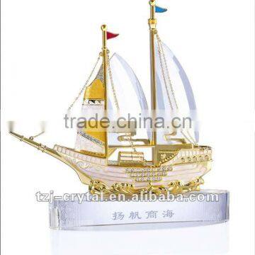 Hot sale crystal ship for gifts and decoration ship