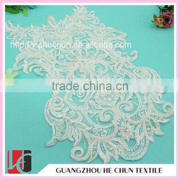 HC-2237 Good Price Luxury Heavy Beaded Embroidery Lace Applique White,Embroidered Lace Applique Bridal                        
                                                Quality Choice