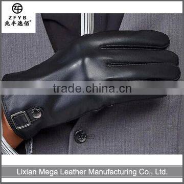 2015 Good Quality New Mens Long Black Leather Gloves