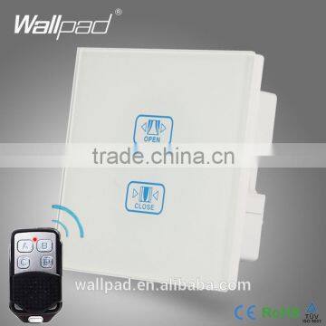 Remote 2 Gang Curtain Switch Wallpad White Crystal Glass 2 Way 3 Way Remote Touch Curtain Shutter Window Control Wall Switch