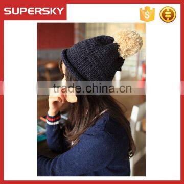 V-304 Custom winter warmer womens pom pom beanie hats knit winter hats