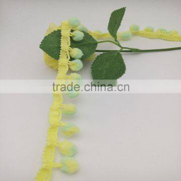 special sewing diy accessory green yellow mix colors trim fringe tassel pom poms