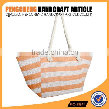 Cheap shoulder bag women stripe paper straw and jute handbag manufacturers