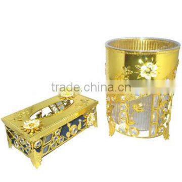 2016 decorative metal waste bin with crystal decoration L847