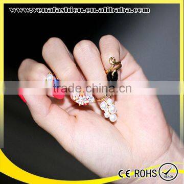 Girls Japan Gemstone Pearl Finger Nail Ring Jewelry photo-3