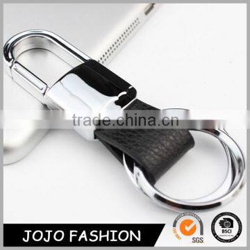 Fashion black metal leather keychain