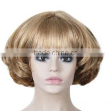 8" Hot Short Curly Blonde Bob Wigs African American Wig For Black Women Cosplay Cheap Synthetic Highlight Hair Wigs