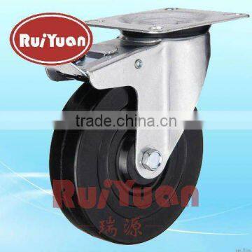 Standard industrial double brake Hard rubber wheel castor