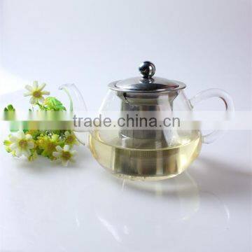 2015 china 650ml With S/S Infuser&Lid Glass Teapots Wholesale Prices!Transparent Stainless Steel Lid Glass Teapot With Handle