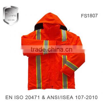 manufacturers security red reflective parka jacket