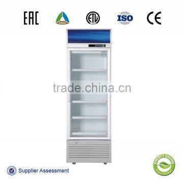 CE certificate upright static cooling transparent door cold drink display chilling refrigerators