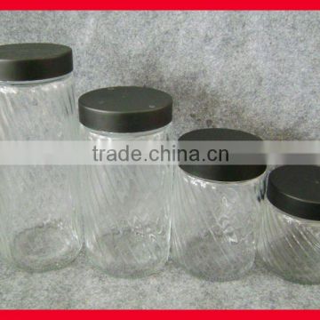 4pcs set glass mason jar with lid in cylinder shape, clear glass storage jar