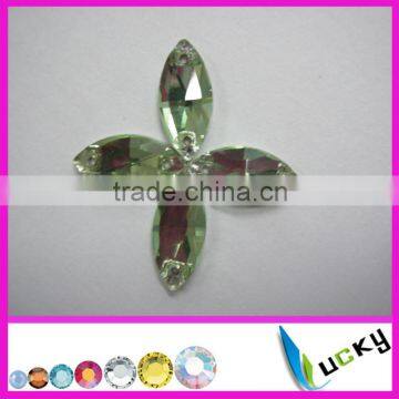 highest quality sew-on crystal beads number 3066# Boat shape Peridot colour for garment