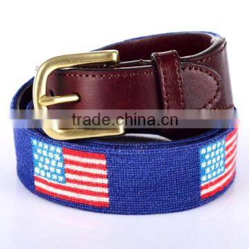 American flag 100% hand stitching needlepoint belt golf