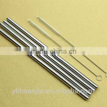 Straight metal stainless steel drinking straw with 2 cleaner brush