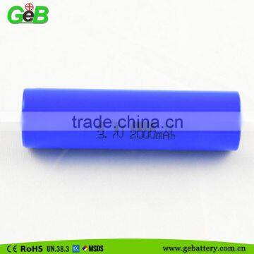 Low cost rechargeable cylindrical li-ion power type 3.7v 18650 2000mah for power battery pack