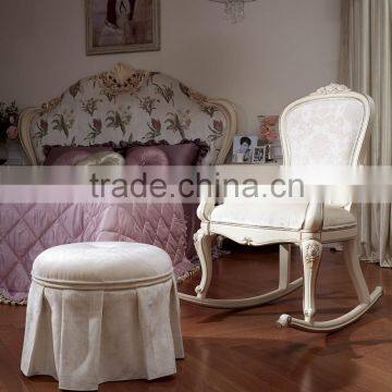 Royal European French Furniture Antique White Bedroom Sets Bed Bedside Table Wardrobe Dressing Table Bench Commode Chair photo-2