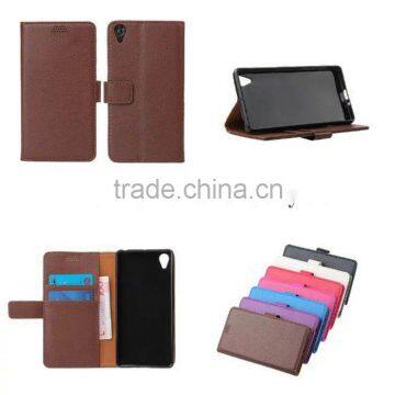 New Product PU Leather Classic Book Folio Case for Sony C6 with Card Slot and Stand