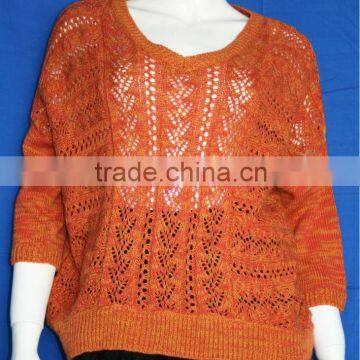 Round neck pullover knit sweater for women