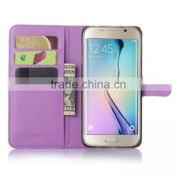 HOT SELLING Luxury Case for Samsung GALAXY S6 Edge Plus PU Lichee Leather Flip Cover With Wallet photo-4