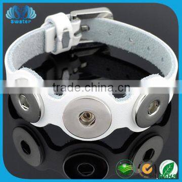 New Products Leather Bracelet Stainless Steel Snap Clasp Wholesale