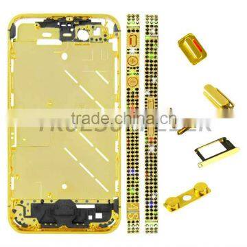 Christmas luxury Black Diamond Middle Plate Housing for iPhone 4S Gold color 4S Mark