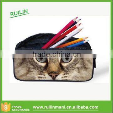 Custom 3D Cat Pattern Cool Pencil Bag For Students Stationery