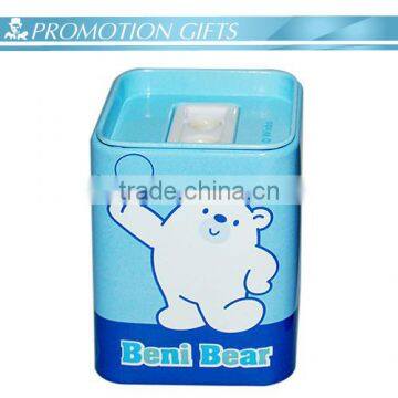 Hot saling cosmetic tin box pencil sharpener as promotional gifts